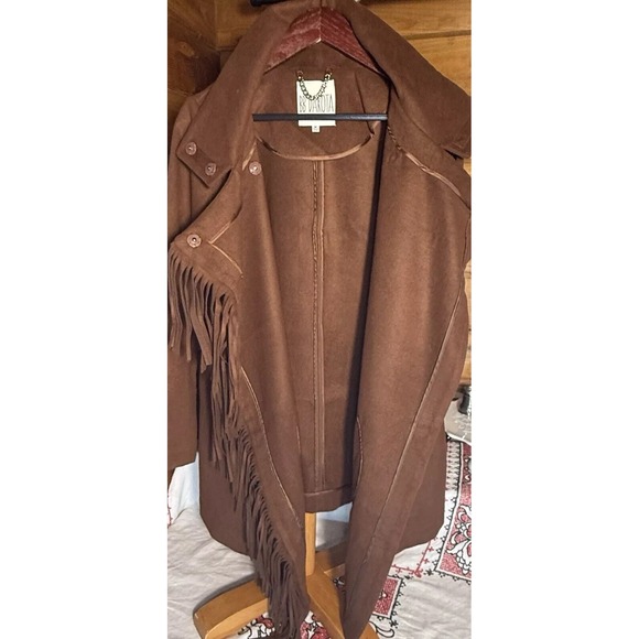 BB Dakota Fringe Jacket Woman's SZ M Brown‎ Western Faux Suede Rodeo - Picture 7 of 14